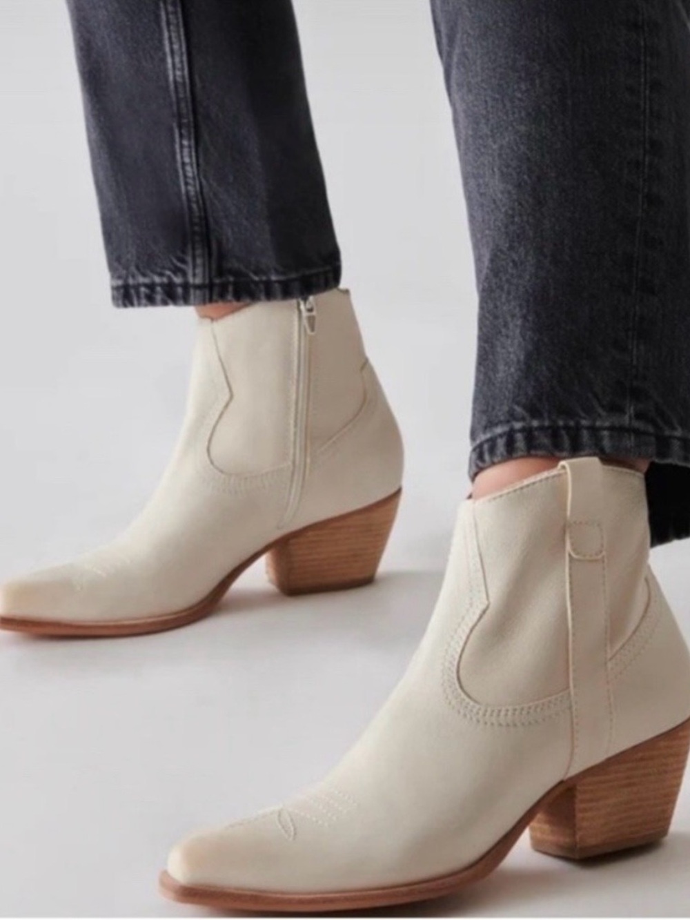 Dolce Vita Silma western ankle booties in ivory